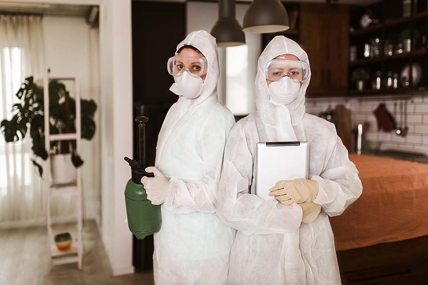 Mosquito Control Team Treating For Mosquitoes Inside A Home